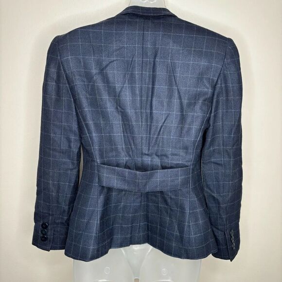 Armani Collection Made in Italy size 2 Navy Blue window pane print blazer wool - Picture 7 of 7